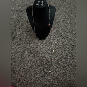 Tory Burch Two-Tone Long Disc Pendant Necklace